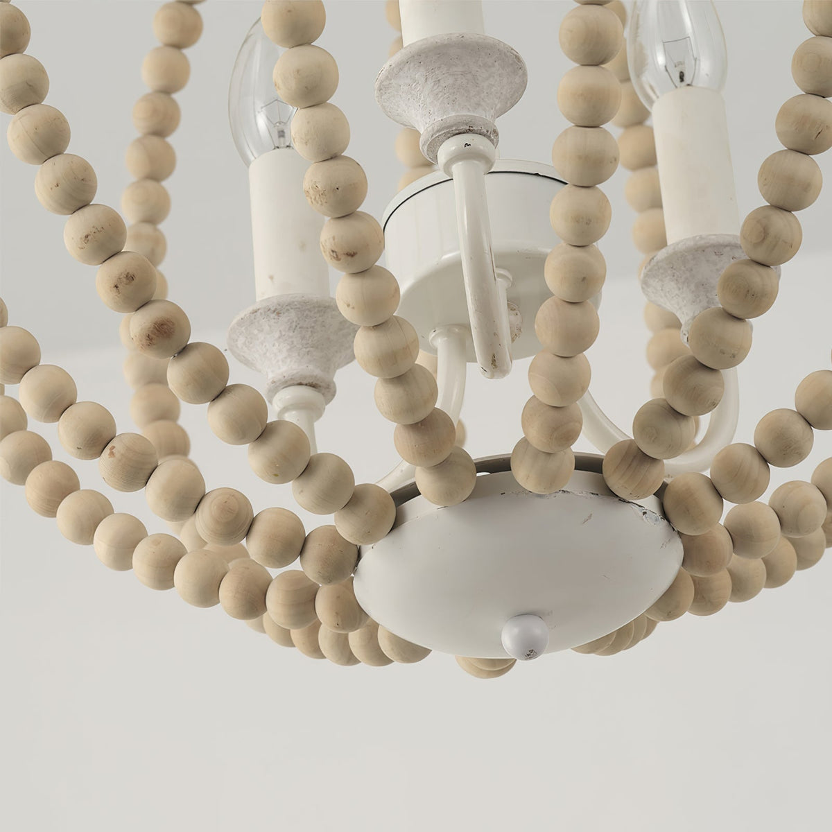 Newport Beaded Pendant Lamp - French Country Wood Bead Chandelier