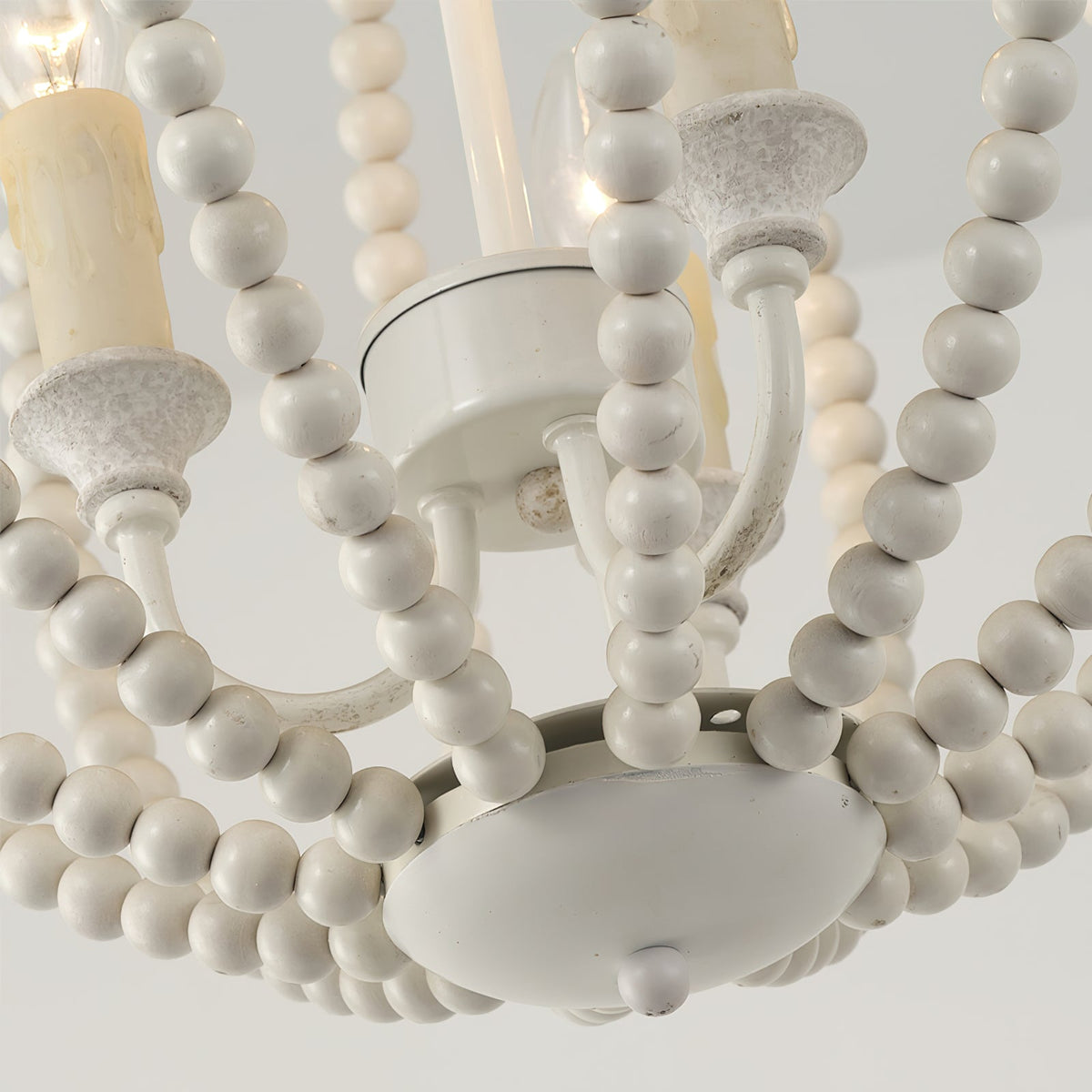 Newport Beaded Pendant Lamp - French Country Wood Bead Chandelier
