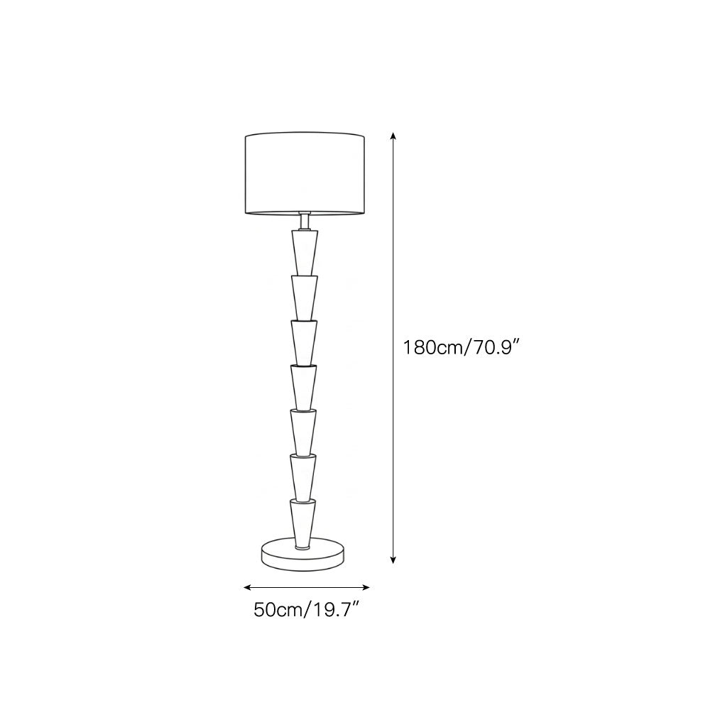 Nizwa Marble Floor Lamp - Solid Marble Stem & Fabric Drum Shade