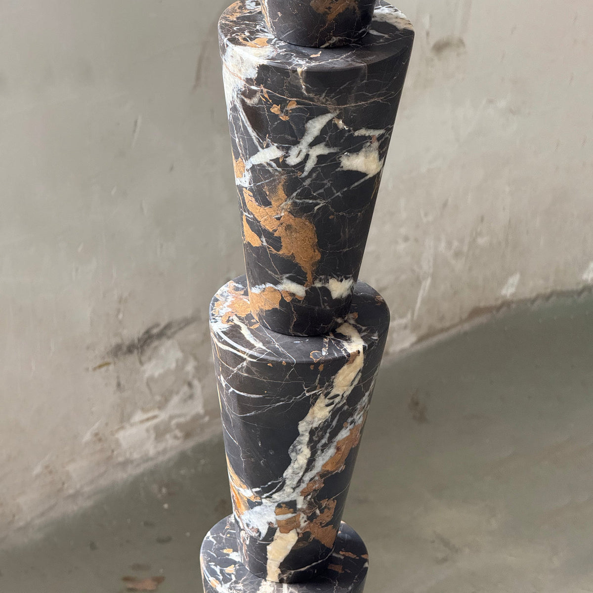 Nizwa Marble Floor Lamp - Solid Marble Stem & Fabric Drum Shade