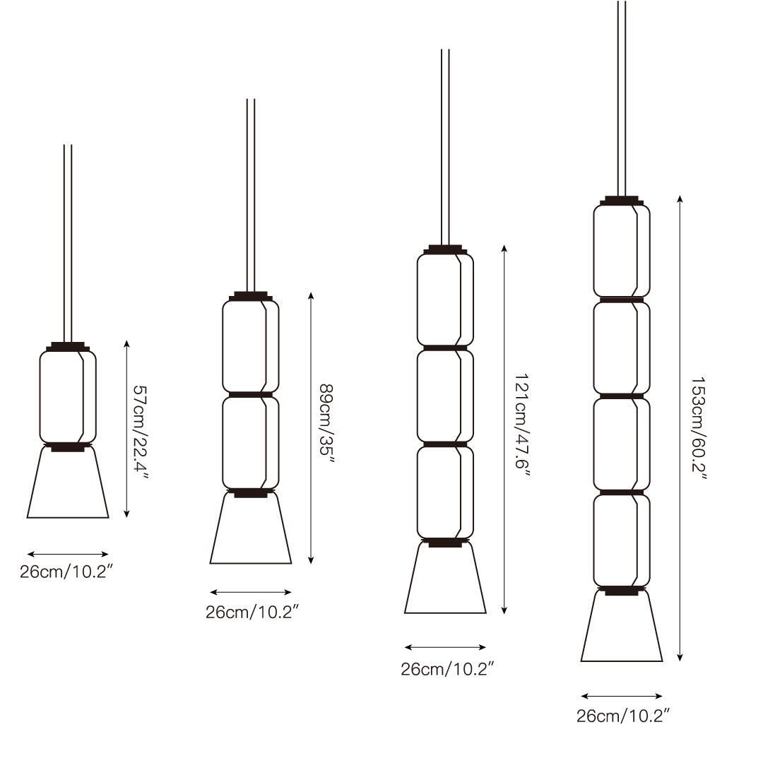 Noctambule Pendant Lamp - Stackable Hand-Blown Glass Cylinder Light