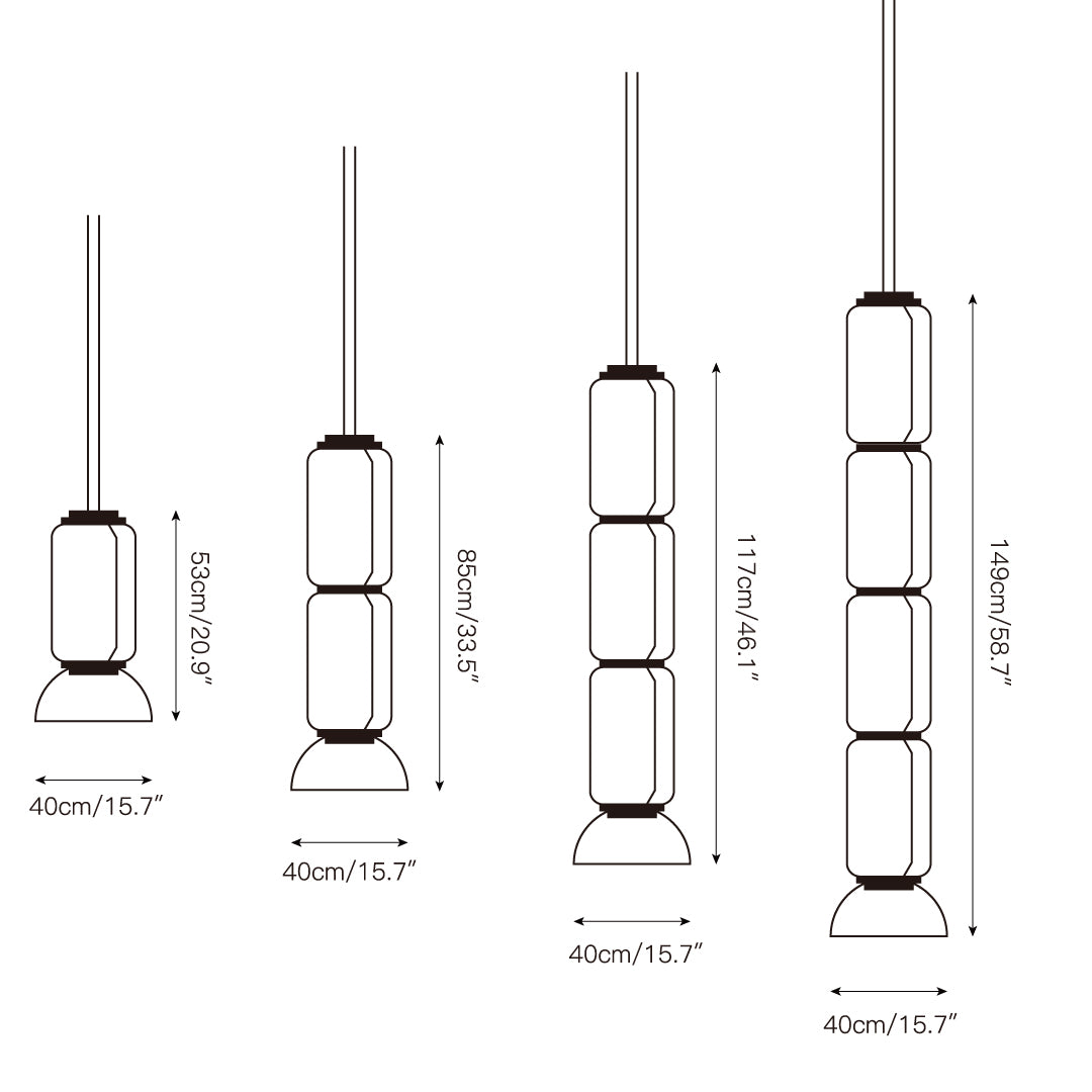 Noctambule Pendant Lamp - Stackable Hand-Blown Glass Cylinder Light