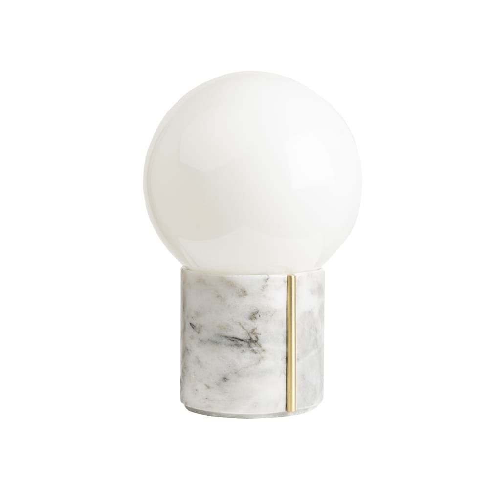Nocte Table Lamp - Solid Carved Marble & Opal Glass Globe Light