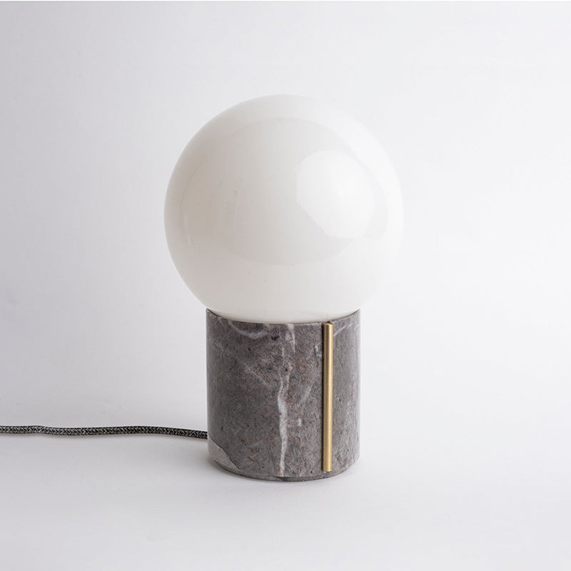 Nocte Table Lamp - Solid Carved Marble & Opal Glass Globe Light