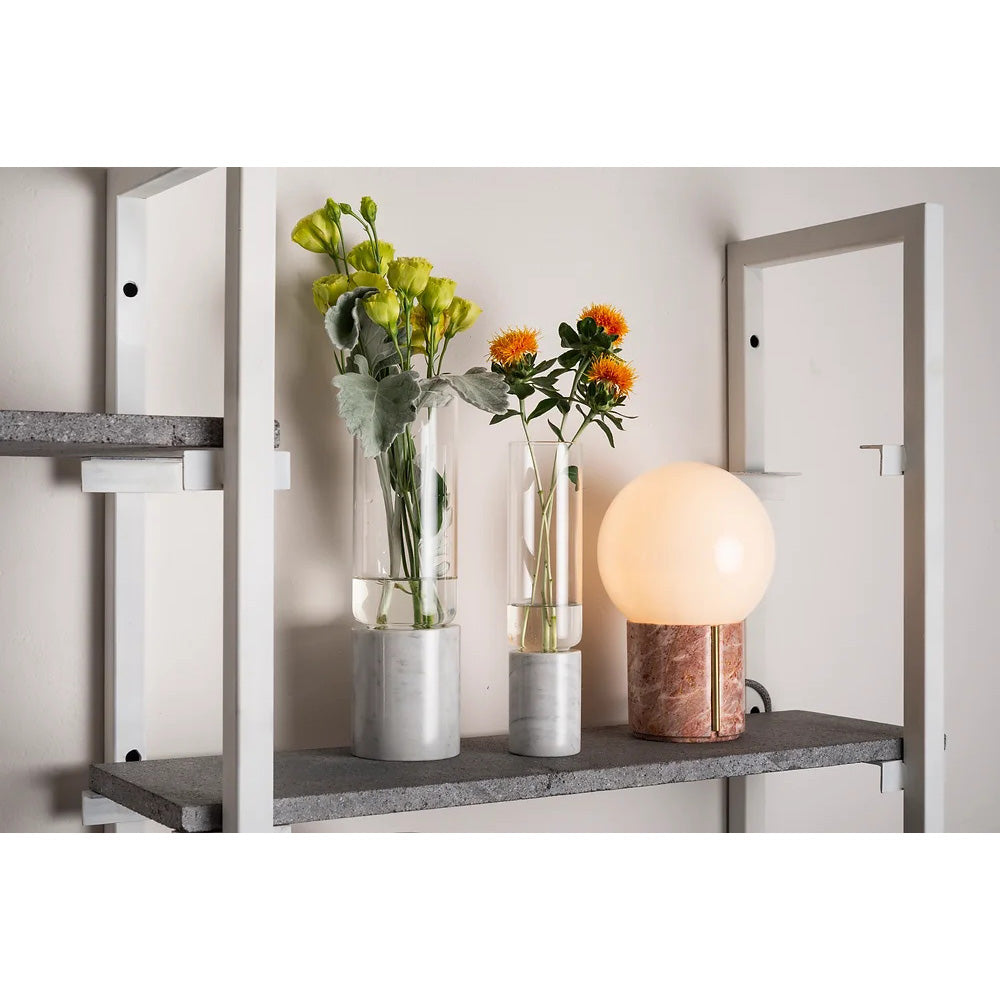 Nocte Table Lamp - Solid Carved Marble & Opal Glass Globe Light