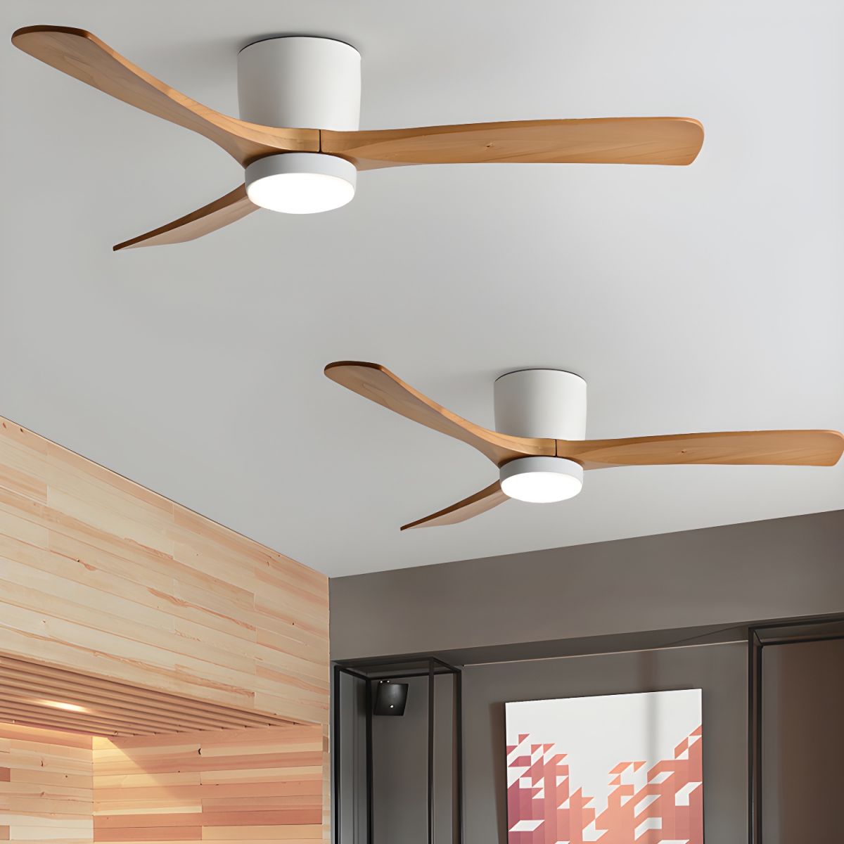 Nordic Wooden Ceiling Fan Light - DC Motor Wooden Blade Fan