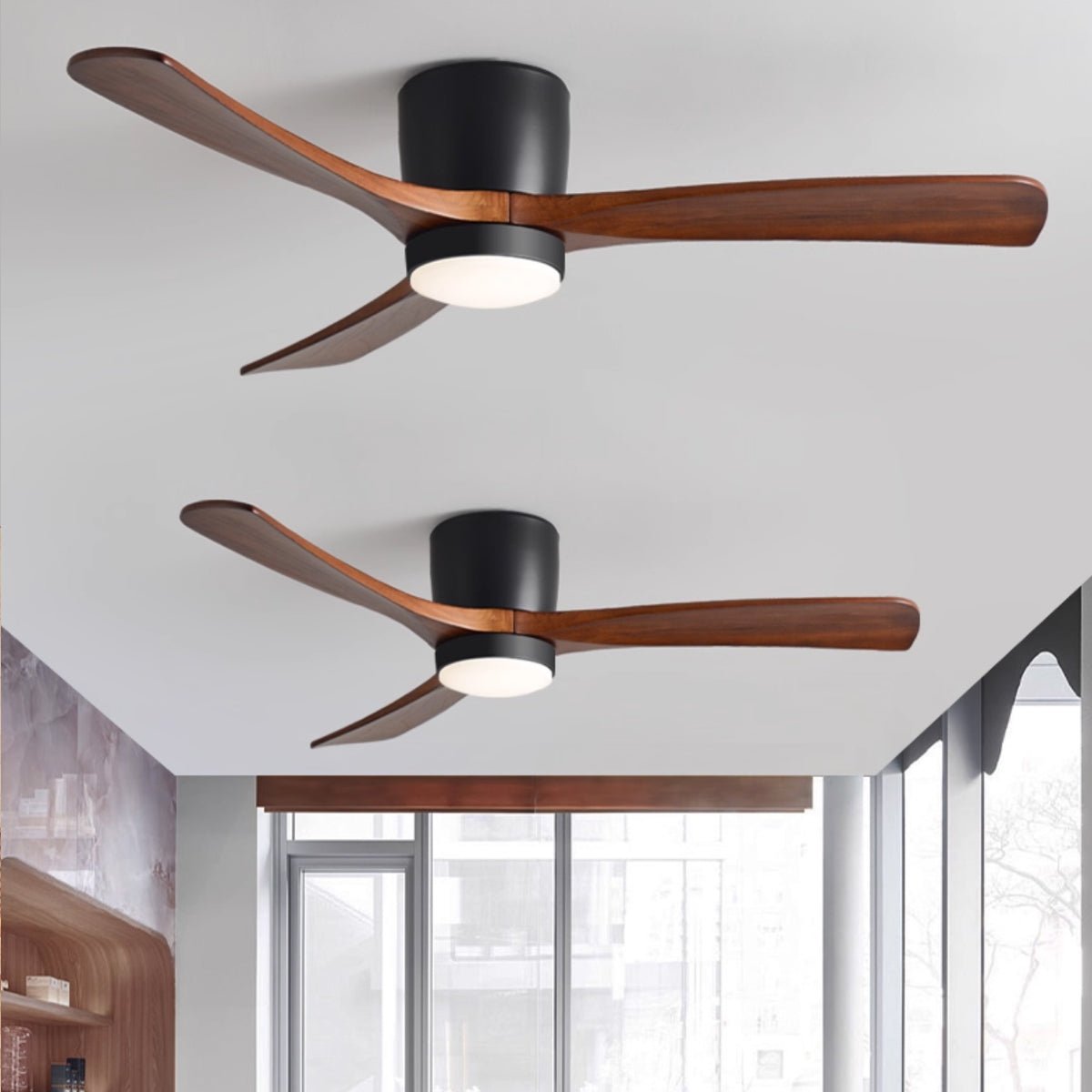 Nordic Wooden Ceiling Fan Light - DC Motor Wooden Blade Fan