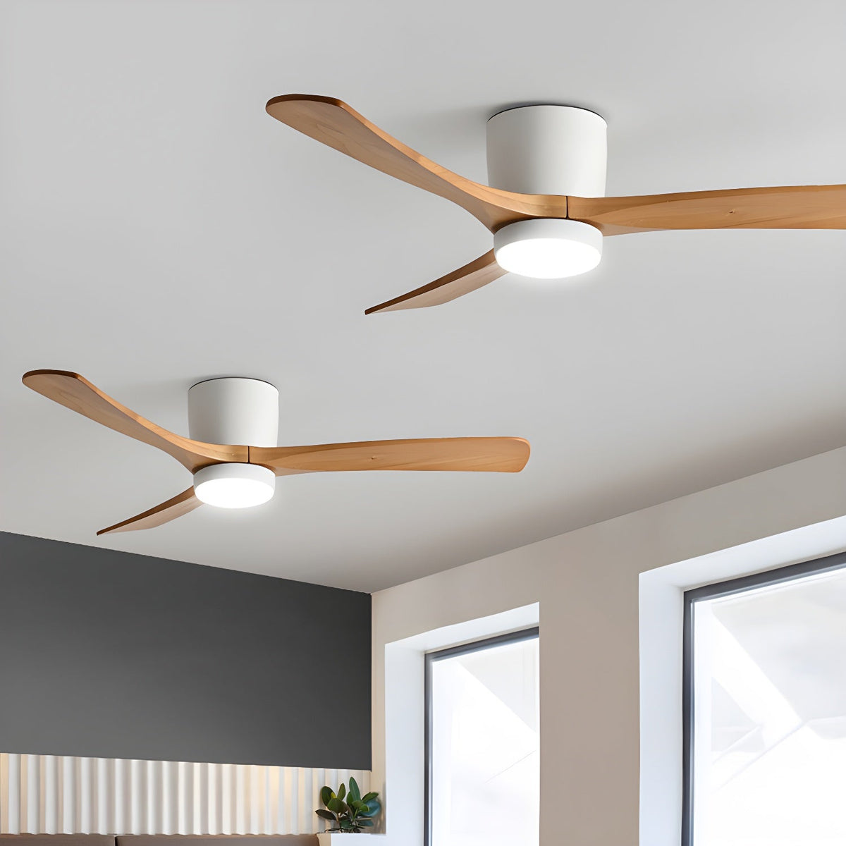 Nordic Wooden Ceiling Fan Light - DC Motor Wooden Blade Fan