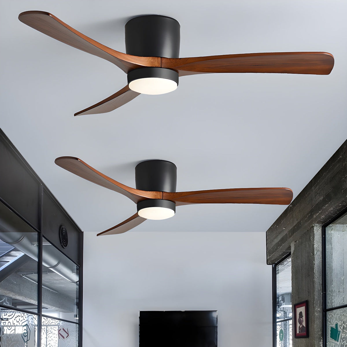 Nordic Wooden Ceiling Fan Light - DC Motor Wooden Blade Fan