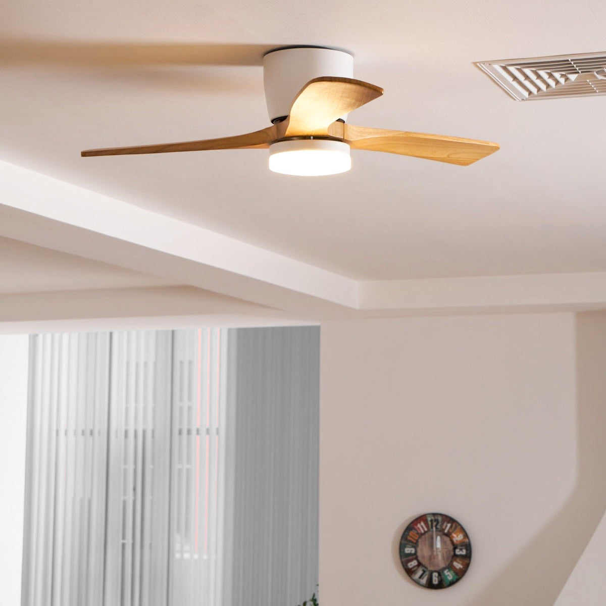 Nordic Wooden Ceiling Fan Light - DC Motor Wooden Blade Fan