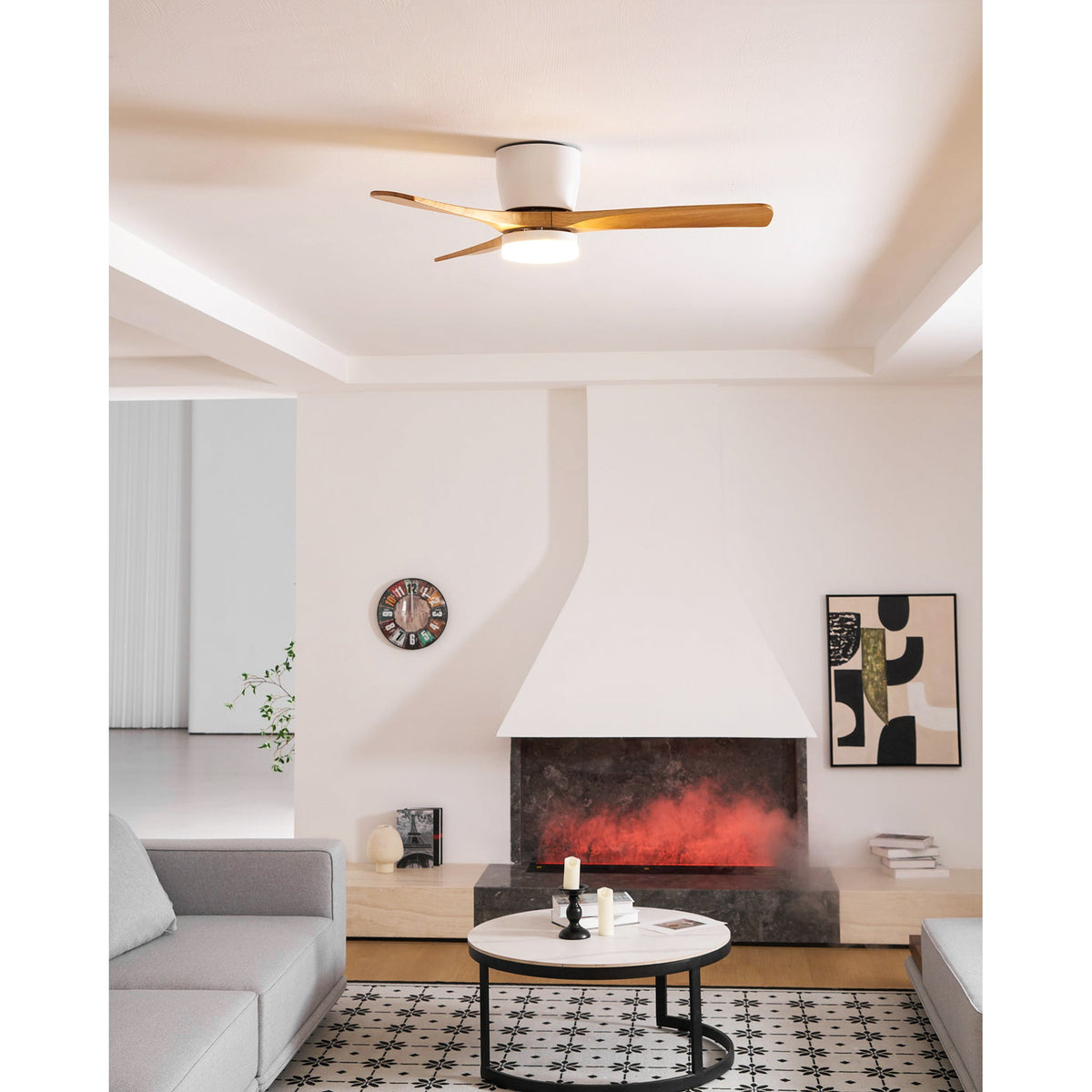 Nordic Wooden Ceiling Fan Light - DC Motor Wooden Blade Fan