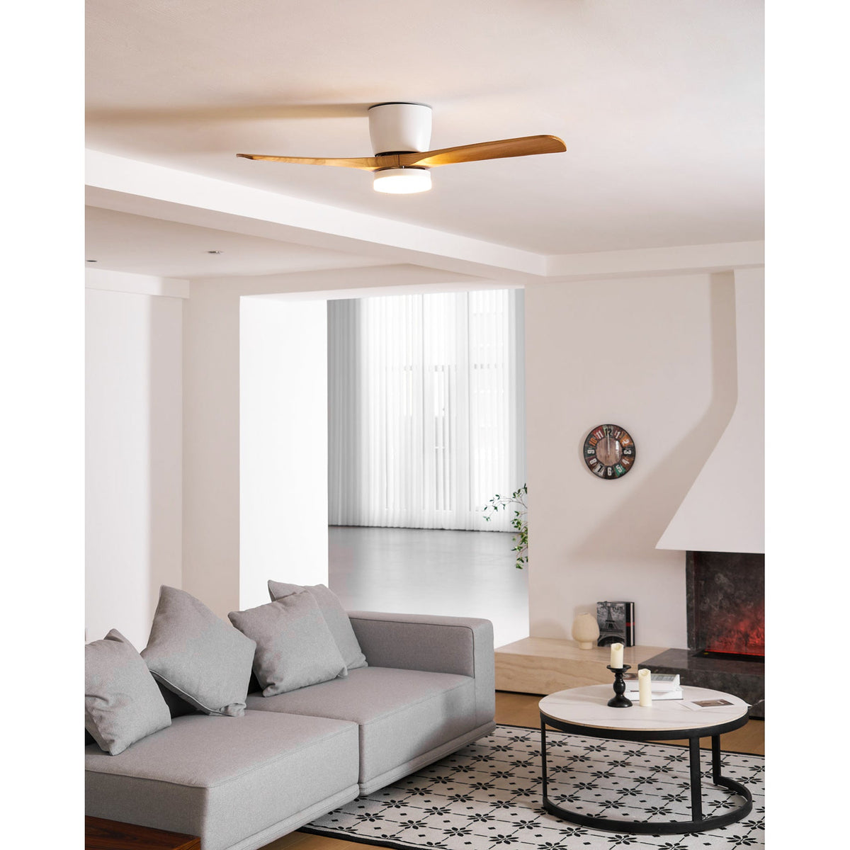 Nordic Wooden Ceiling Fan Light - DC Motor Wooden Blade Fan