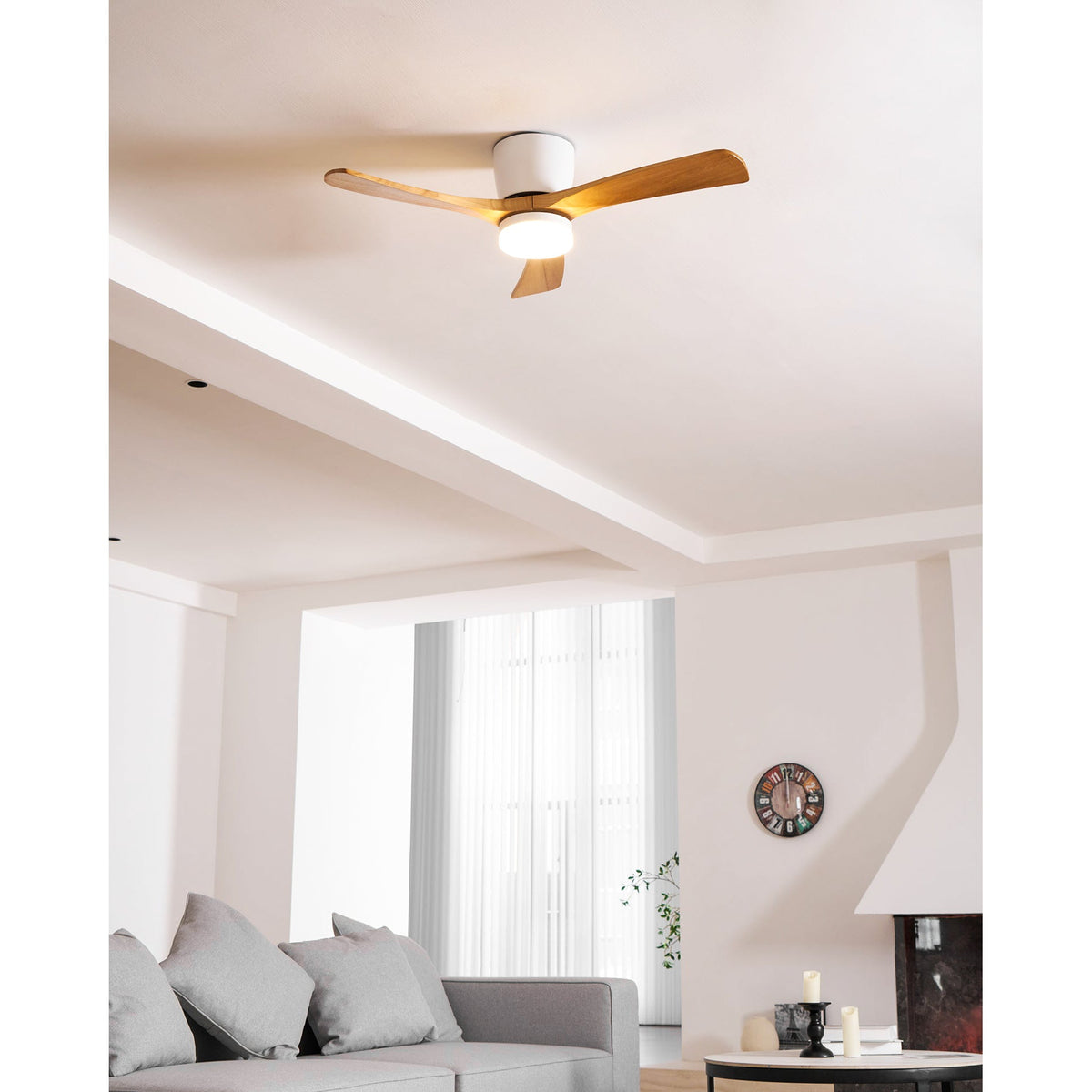 Nordic Wooden Ceiling Fan Light - DC Motor Wooden Blade Fan