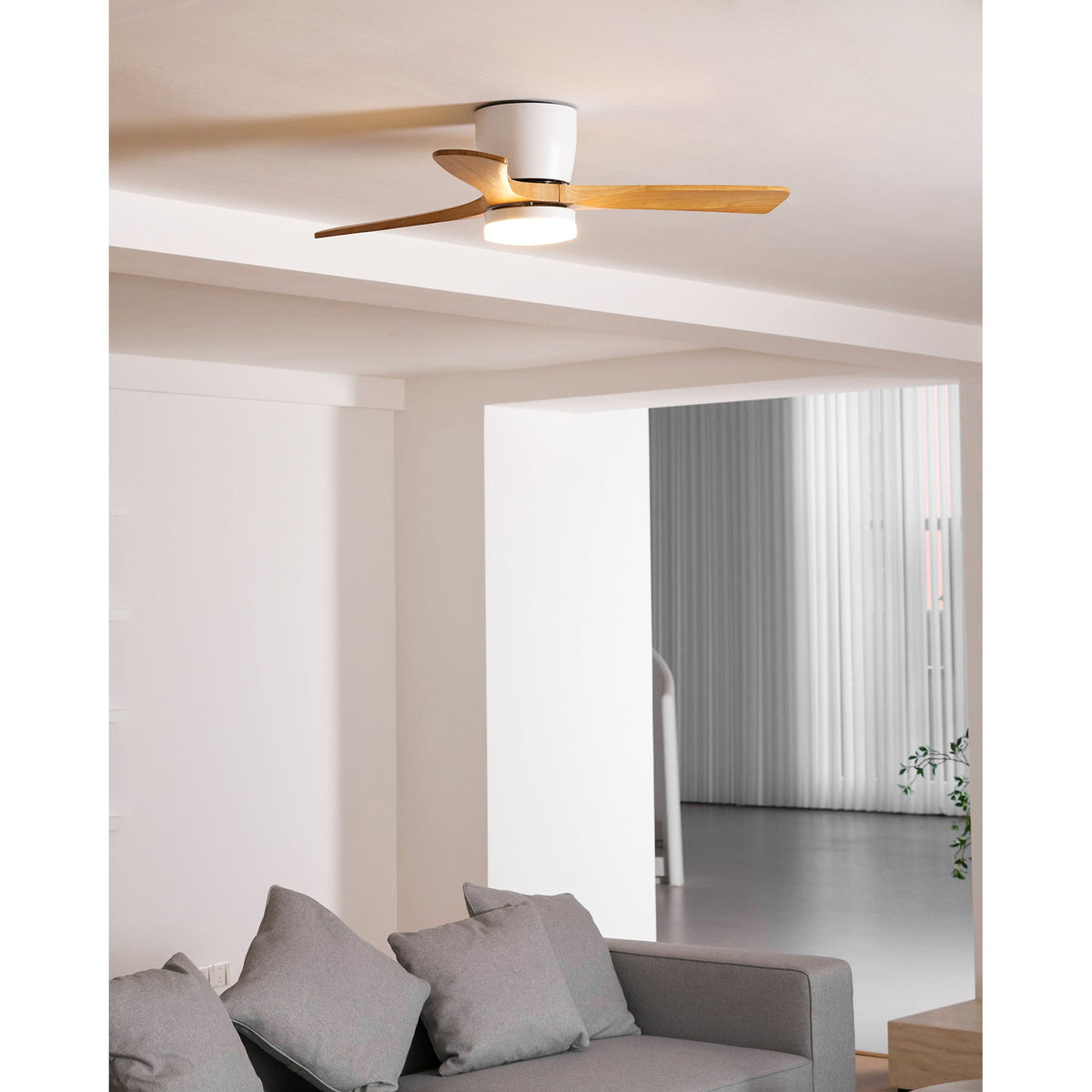 Nordic Wooden Ceiling Fan Light - DC Motor Wooden Blade Fan