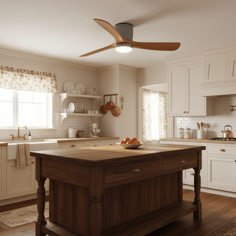 Nordic Wooden Ceiling Fan Light - DC Motor Wooden Blade Fan