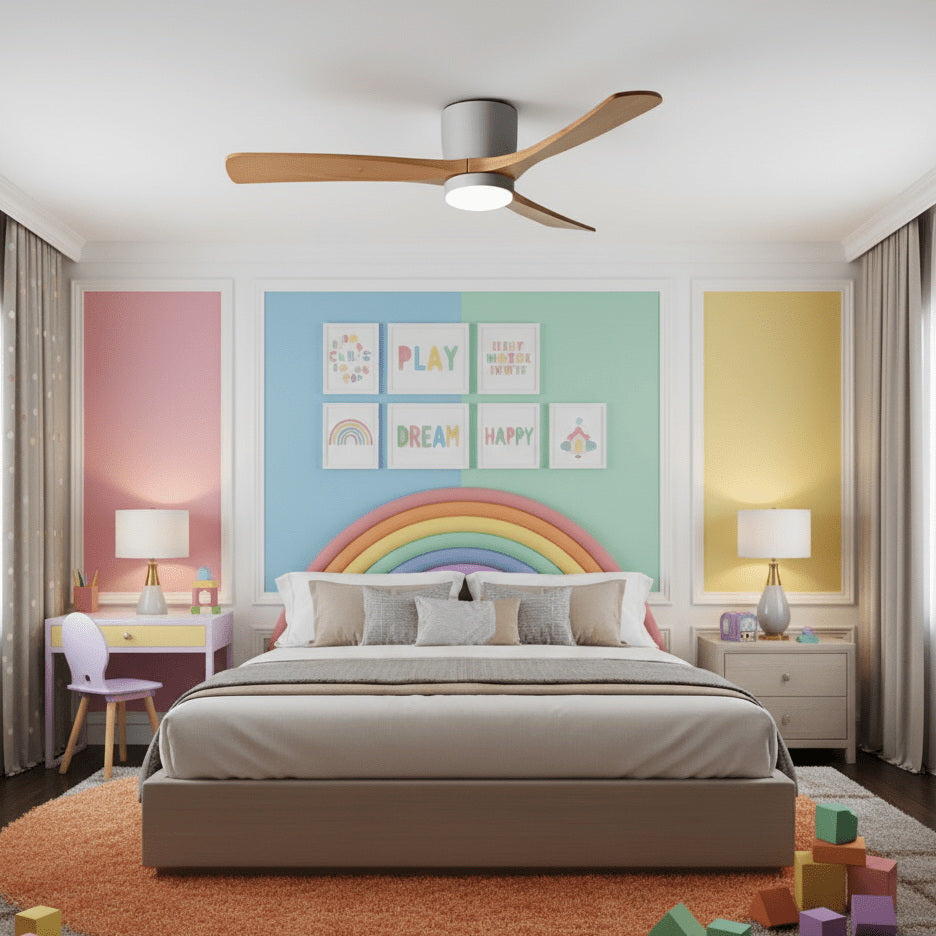 Nordic Wooden Ceiling Fan Light - DC Motor Wooden Blade Fan