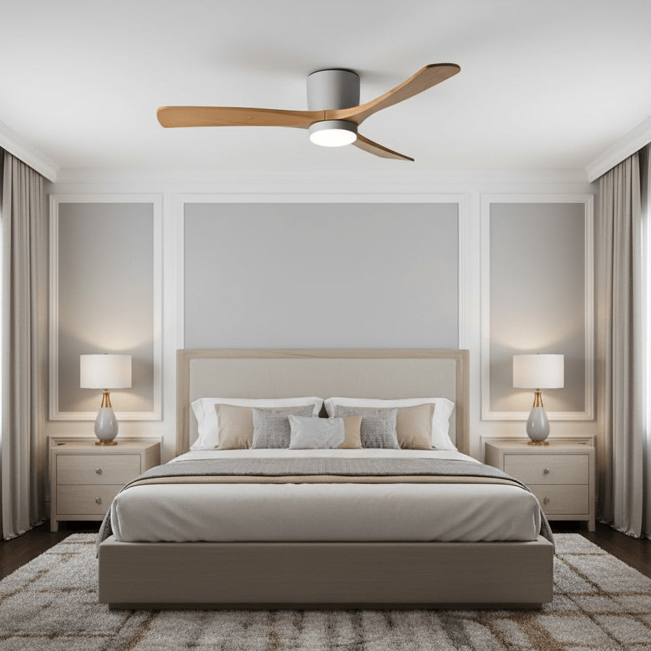 Nordic Wooden Ceiling Fan Light - DC Motor Wooden Blade Fan