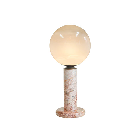 Nordlux Lilly Pink Marble Table Lamp - 1960s Retro Glass Globe Light