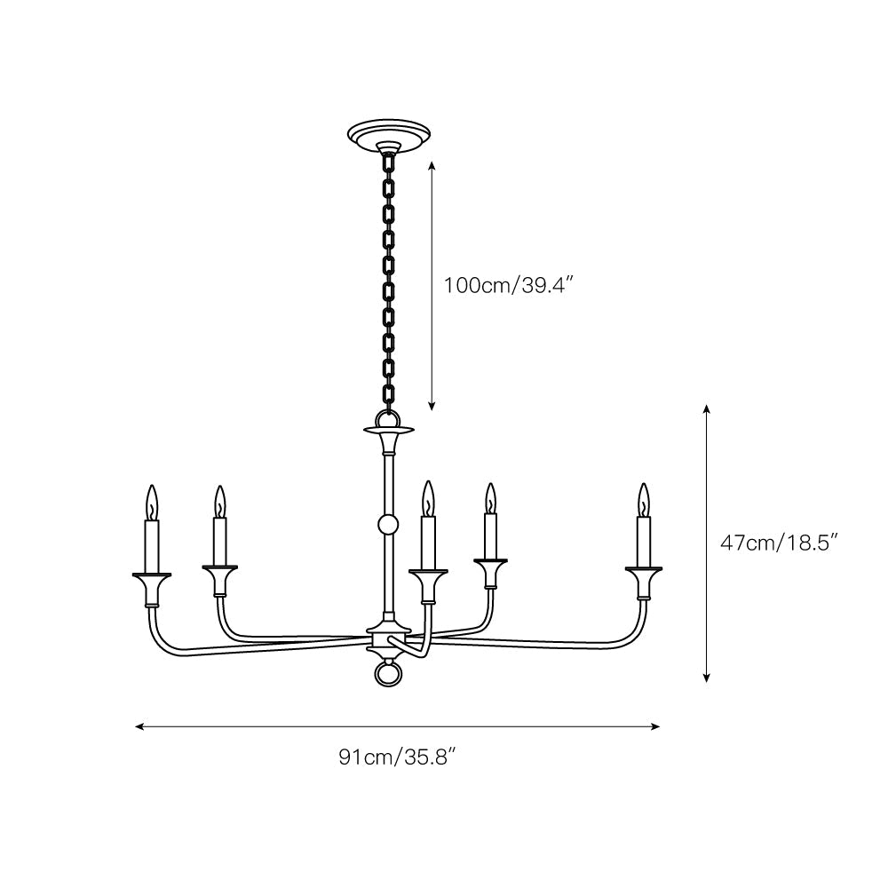 Cecil Chandelier – Minimalist Fluid Arm Candelabra Chandelier