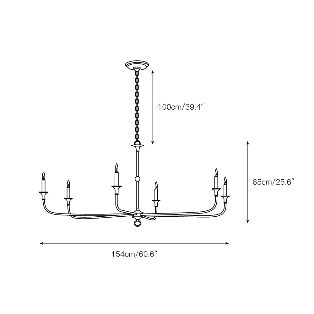 Cecil Chandelier – Minimalist Fluid Arm Candelabra Chandelier
