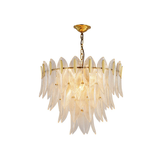 Novida Chandelier - Neoclassical Layered Brass & Tiered Glass Light
