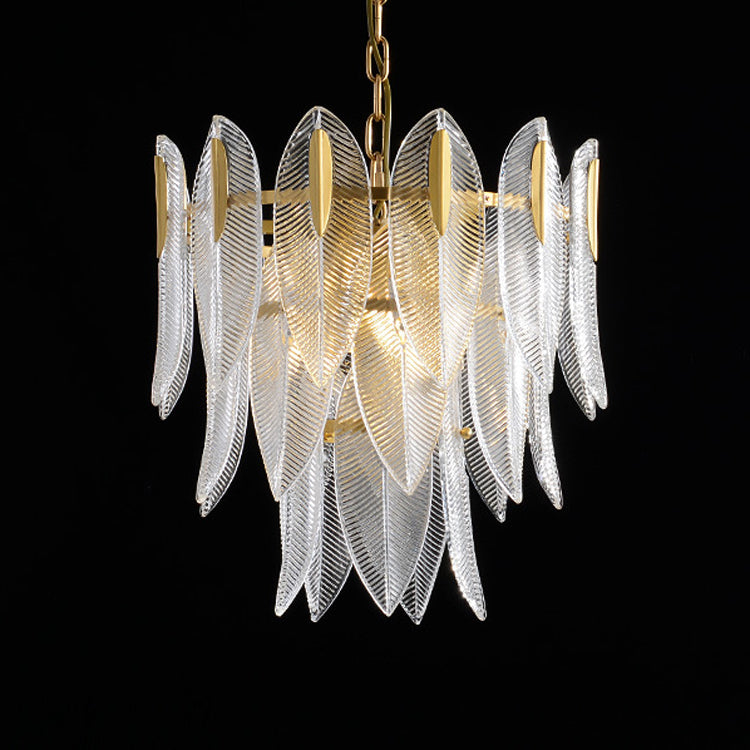 Novida Chandelier - Neoclassical Layered Brass & Tiered Glass Light
