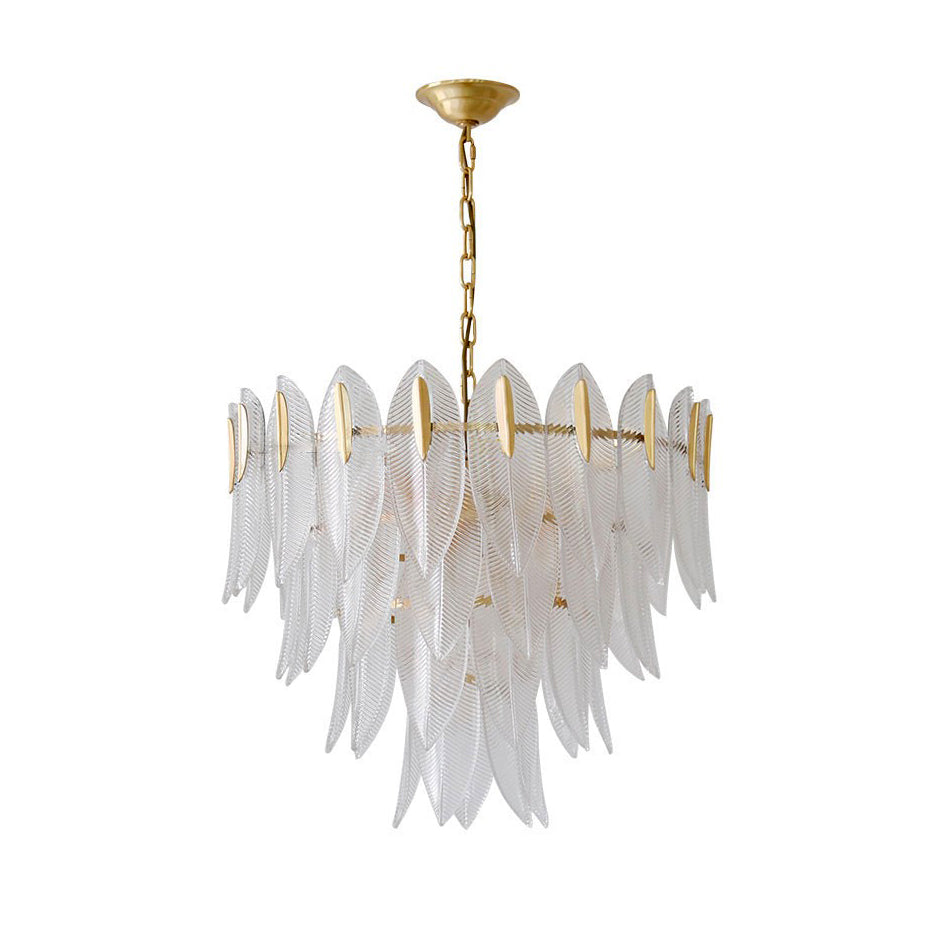 Novida Chandelier - Neoclassical Layered Brass & Tiered Glass Light