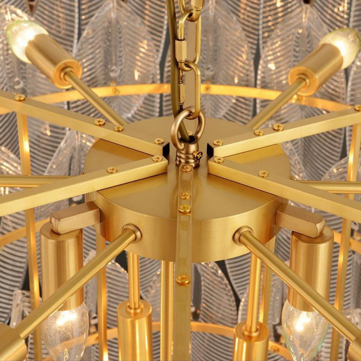 Novida Chandelier - Neoclassical Layered Brass & Tiered Glass Light