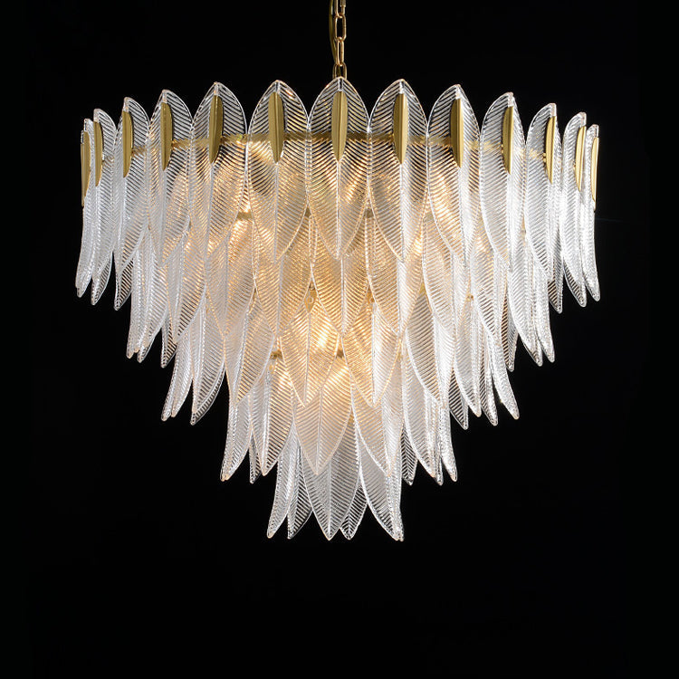 Novida Chandelier - Neoclassical Layered Brass & Tiered Glass Light