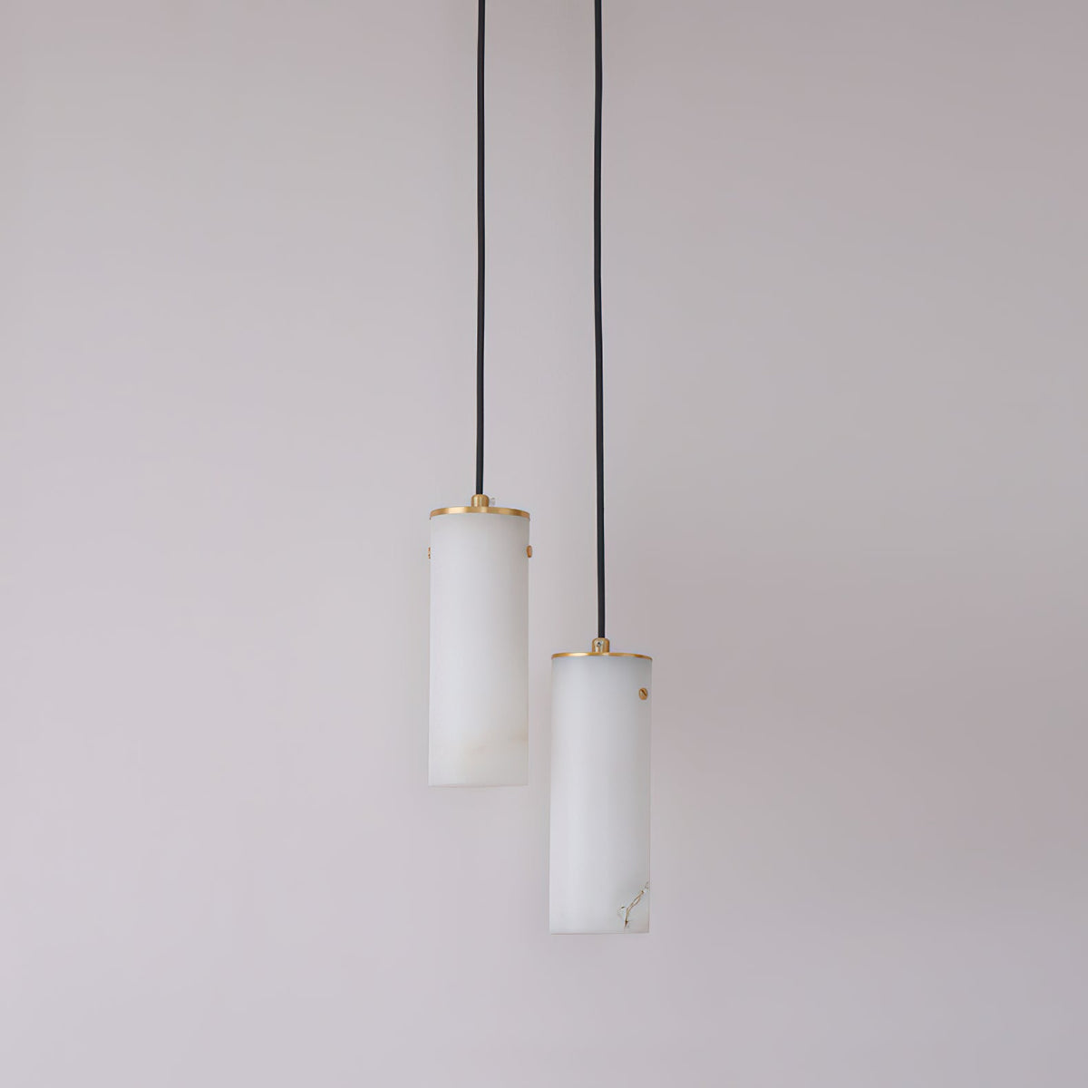 Nula Vertical Alabaster Pendant Light - Hand-Carved Natural Stone Cylinder