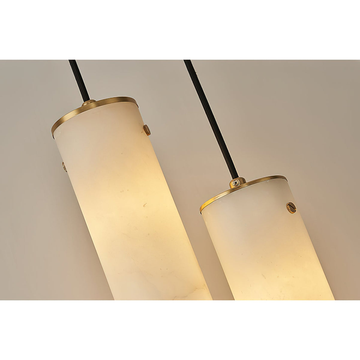 Nula Vertical Alabaster Pendant Light - Hand-Carved Natural Stone Cylinder