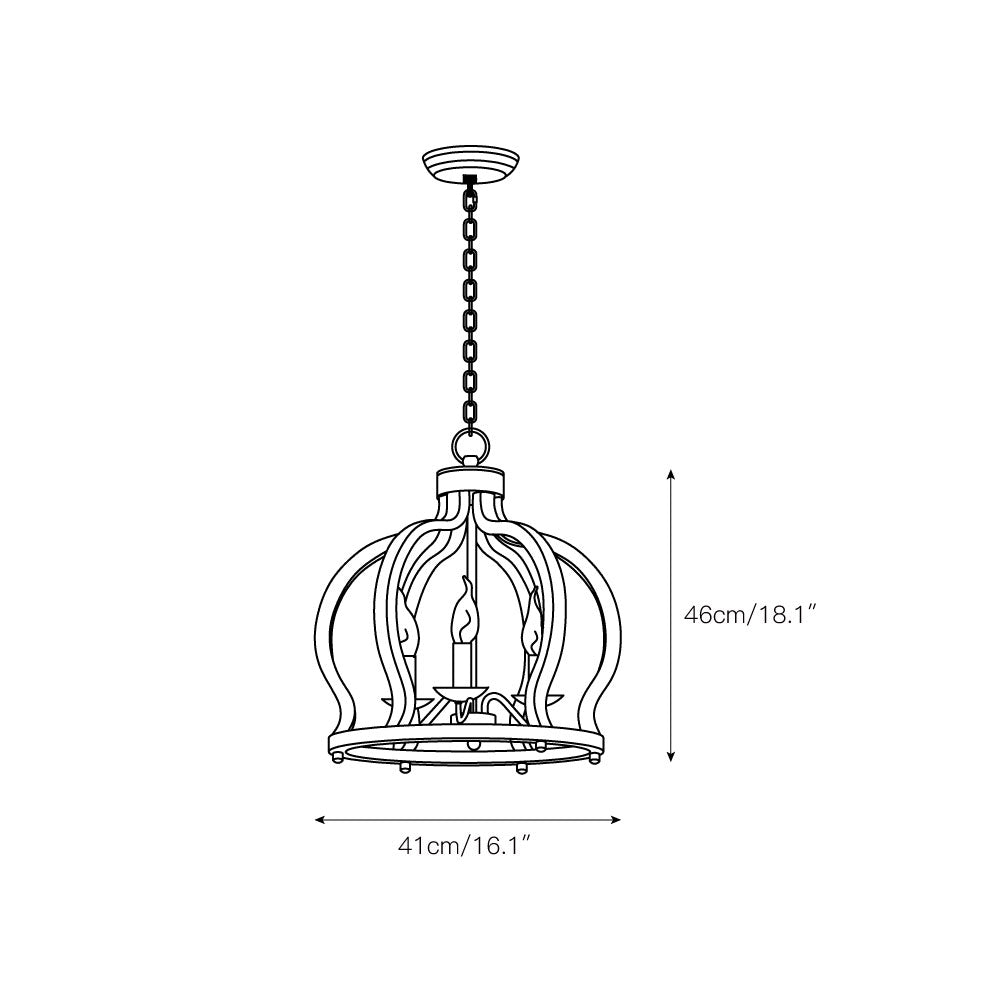 Oaks Aura Farmhouse Pendant Lamp - French Country Crown Wood Chandelier