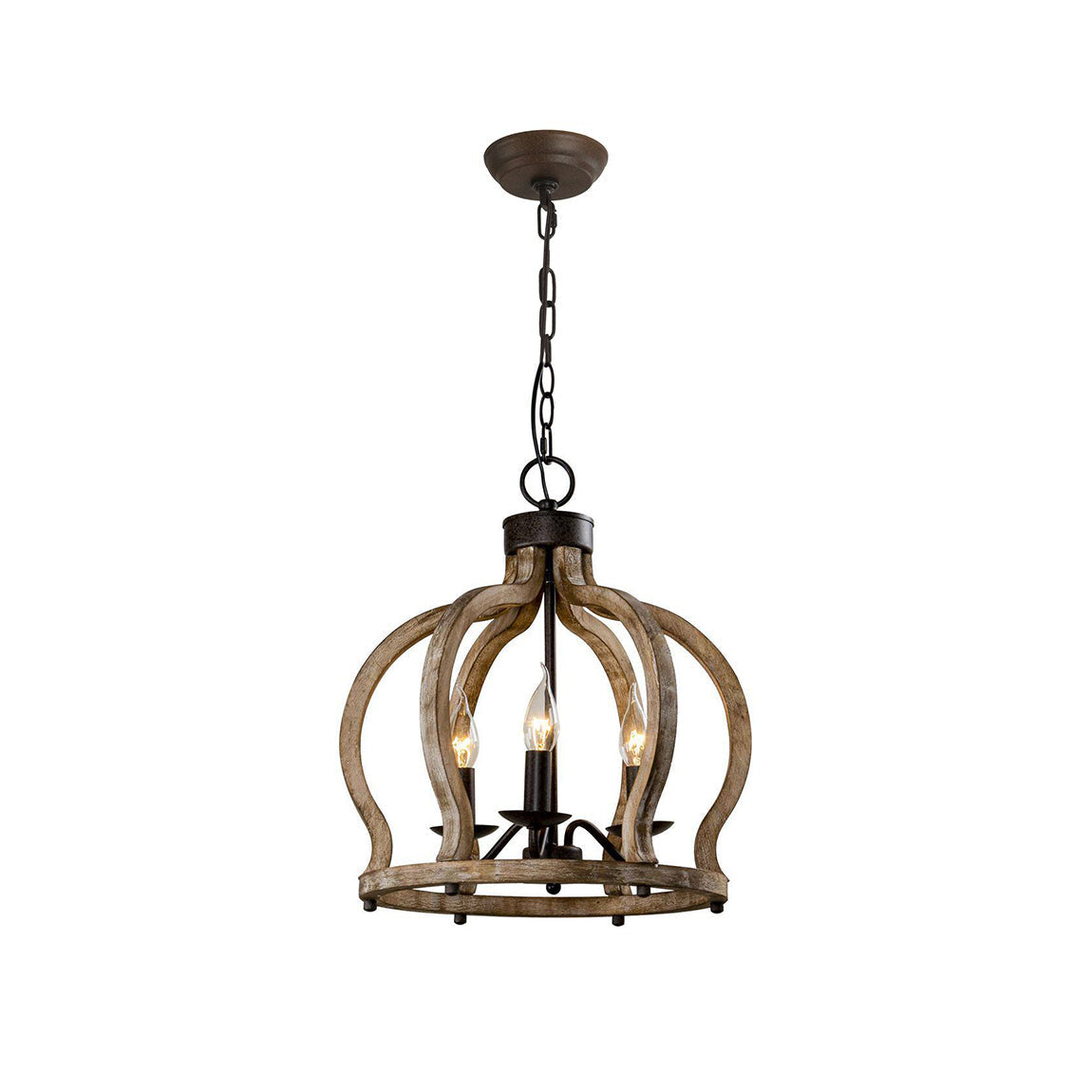 Oaks Aura Farmhouse Pendant Lamp - French Country Crown Wood Chandelier