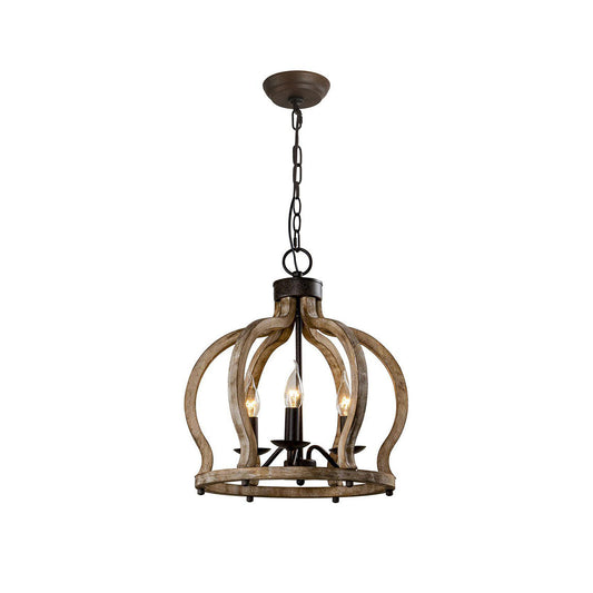 Oaks Aura Farmhouse Pendant Lamp - French Country Crown Wood Chandelier