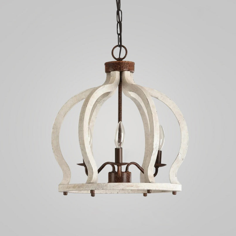 Oaks Aura Farmhouse Pendant Lamp - French Country Crown Wood Chandelier