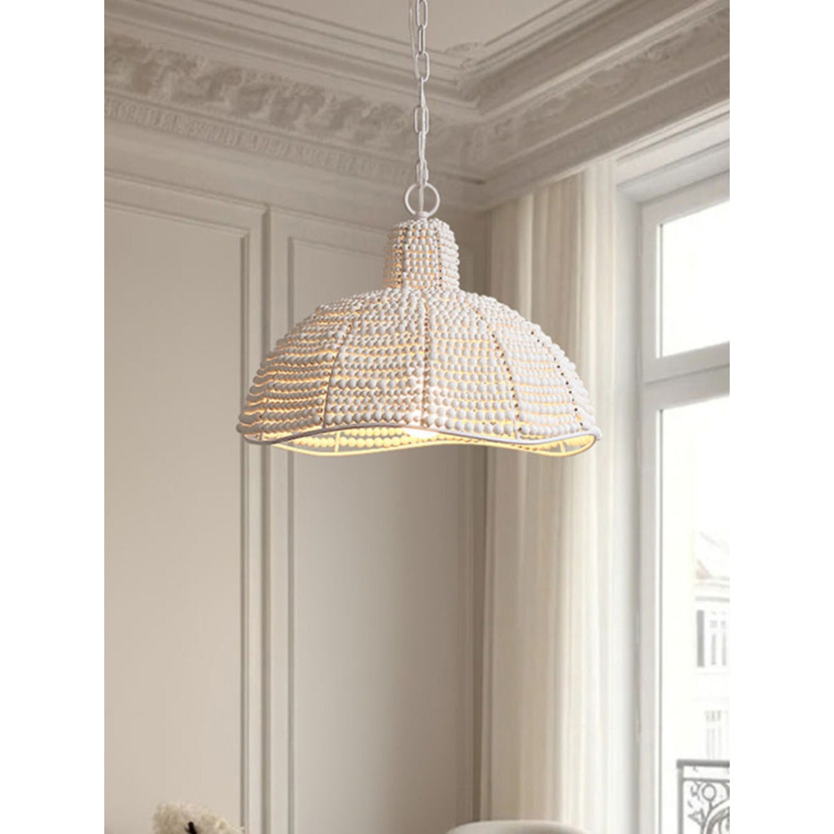 Obispo Pendant Lamp - French Palace Wood Bead & Metal Light