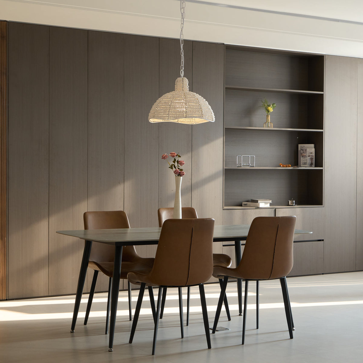 Obispo Pendant Lamp - French Palace Wood Bead & Metal Light