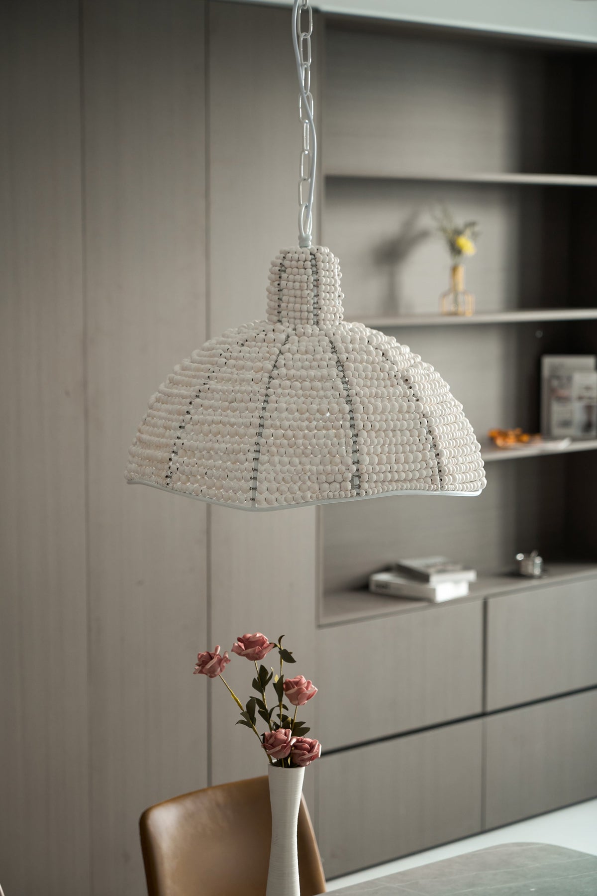 Obispo Pendant Lamp - French Palace Wood Bead & Metal Light