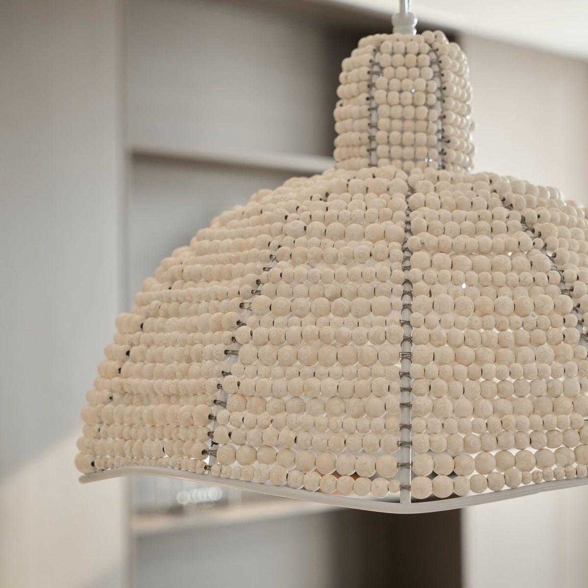 Obispo Pendant Lamp - French Palace Wood Bead & Metal Light