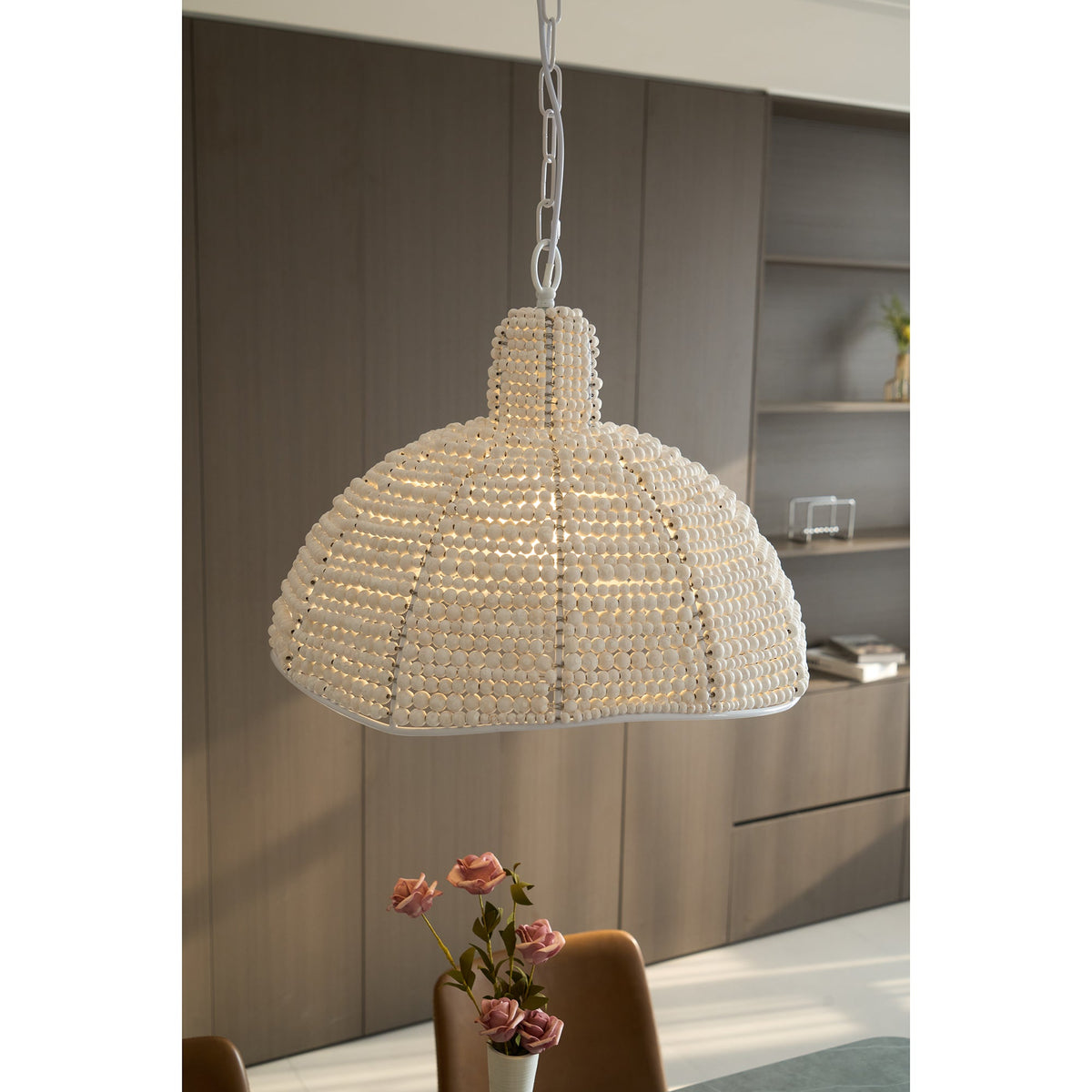 Obispo Pendant Lamp - French Palace Wood Bead & Metal Light