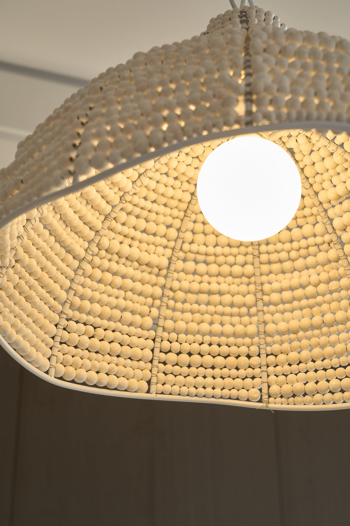 Obispo Pendant Lamp - French Palace Wood Bead & Metal Light