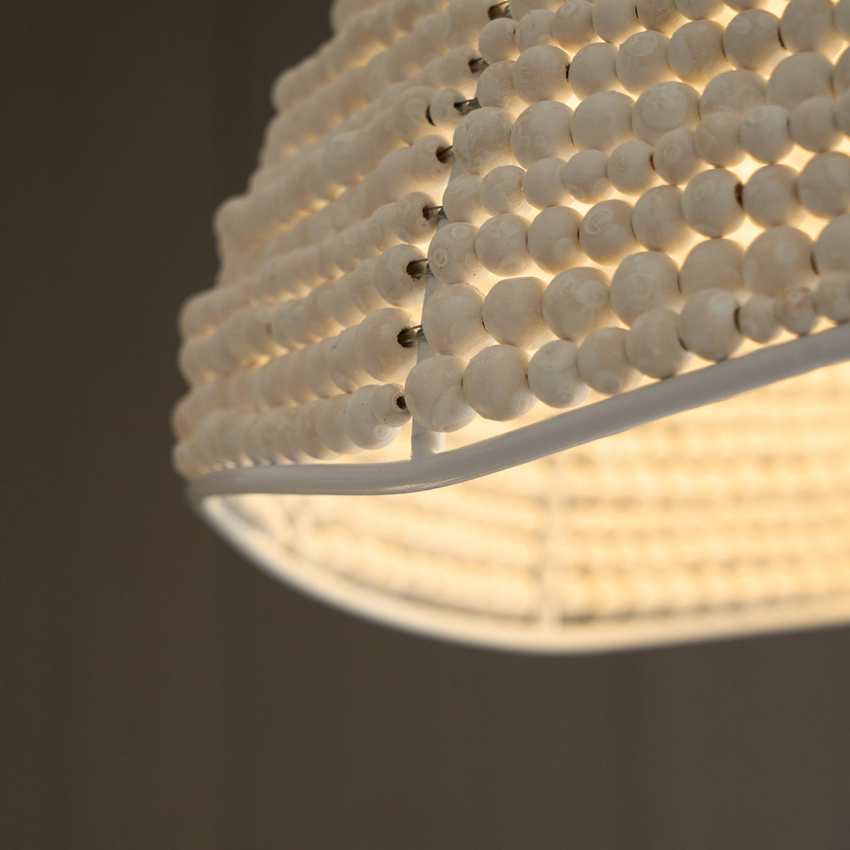 Obispo Pendant Lamp - French Palace Wood Bead & Metal Light