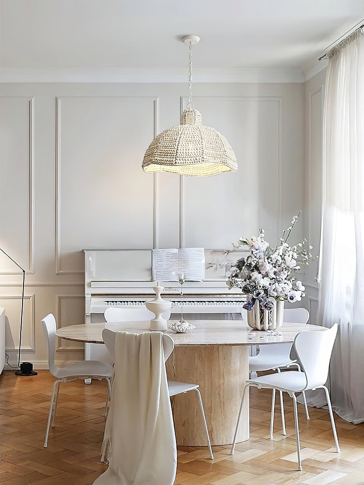 Obispo Pendant Lamp - French Palace Wood Bead & Metal Light