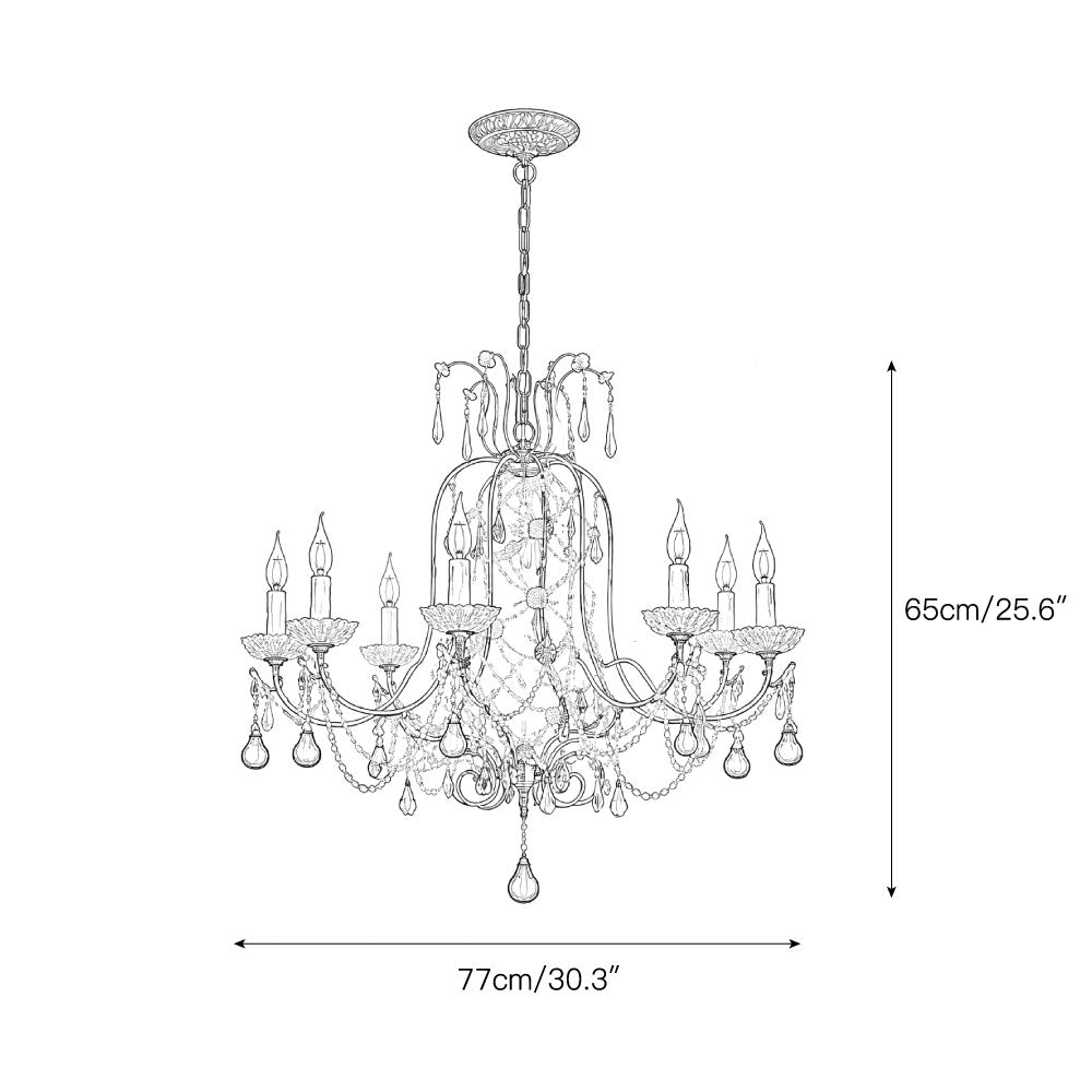 Odette Elysian Chandelier - Gold Leaf Crystal Light with Red Pear Drops