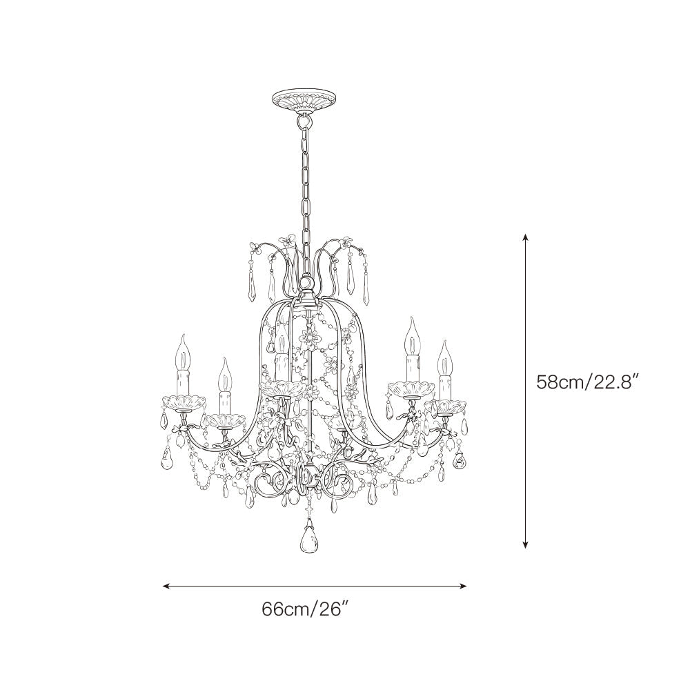 Odette Elysian Chandelier - Gold Leaf Crystal Light with Red Pear Drops