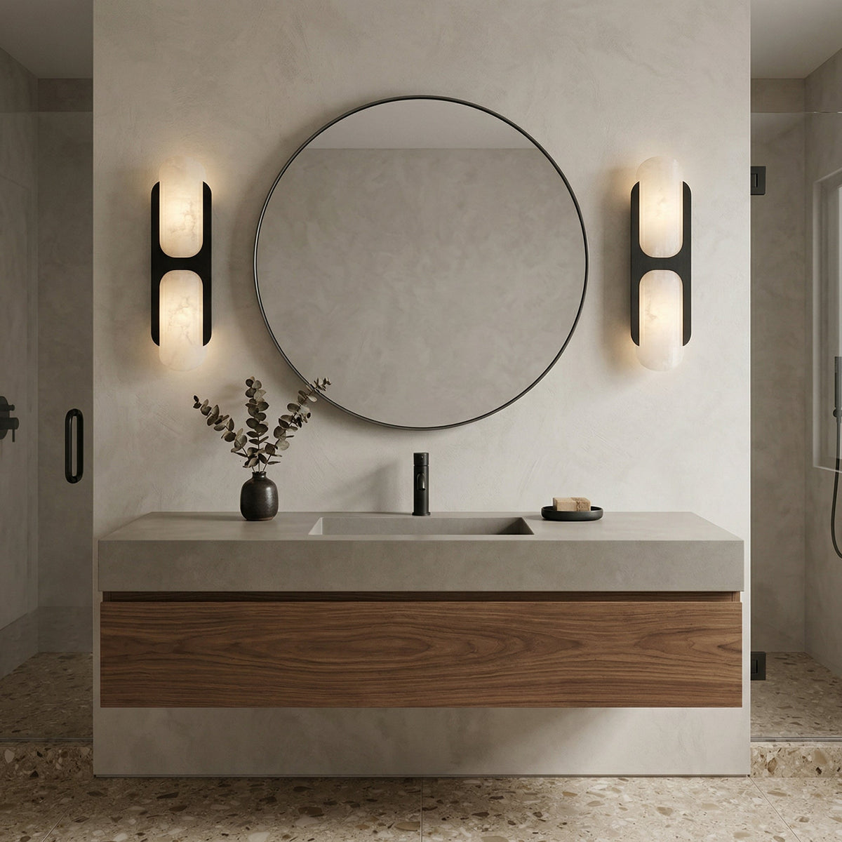 Odin Alabaster Wall Lamp - Spanish Alabaster Pill Sconce & Brass