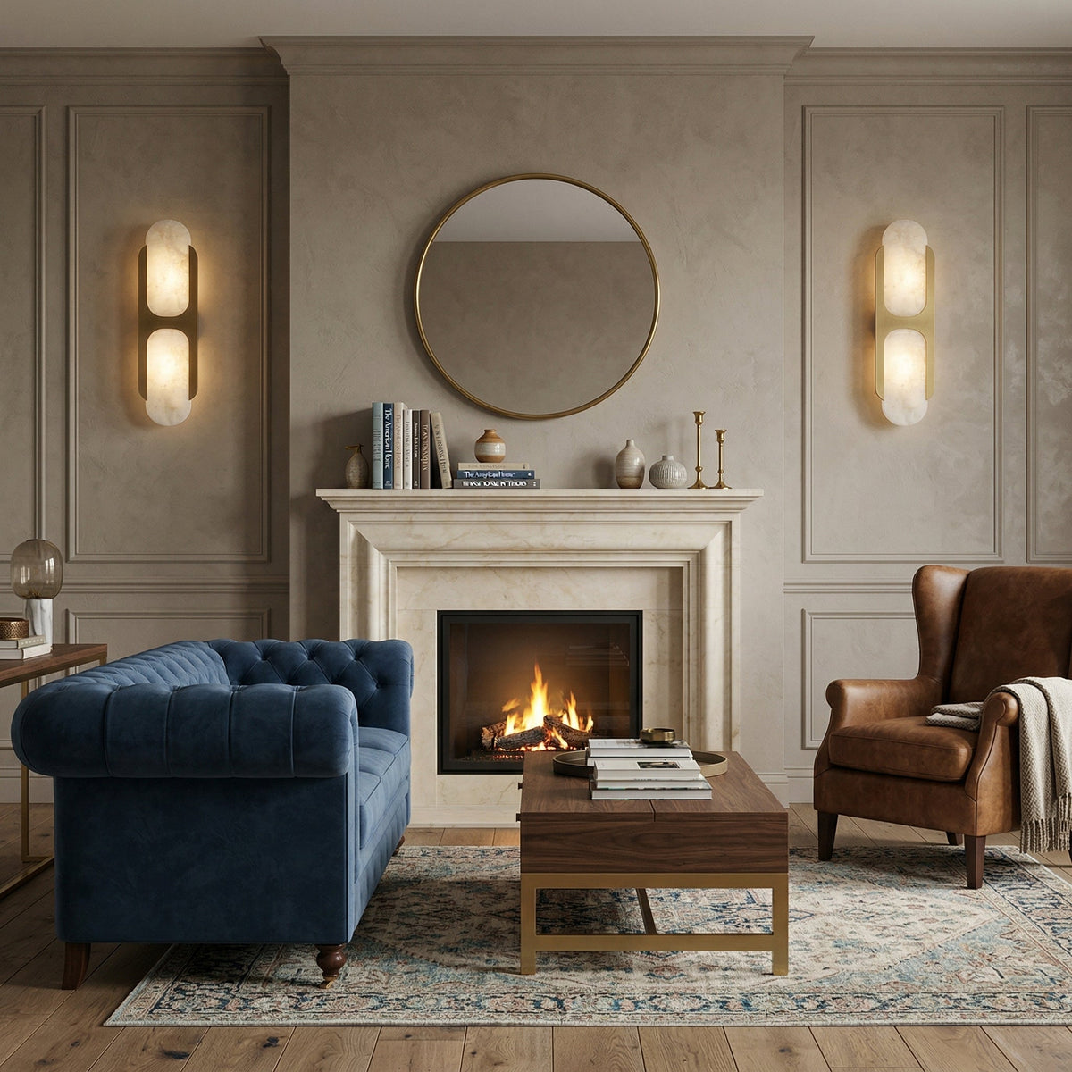Odin Alabaster Wall Lamp - Spanish Alabaster Pill Sconce & Brass