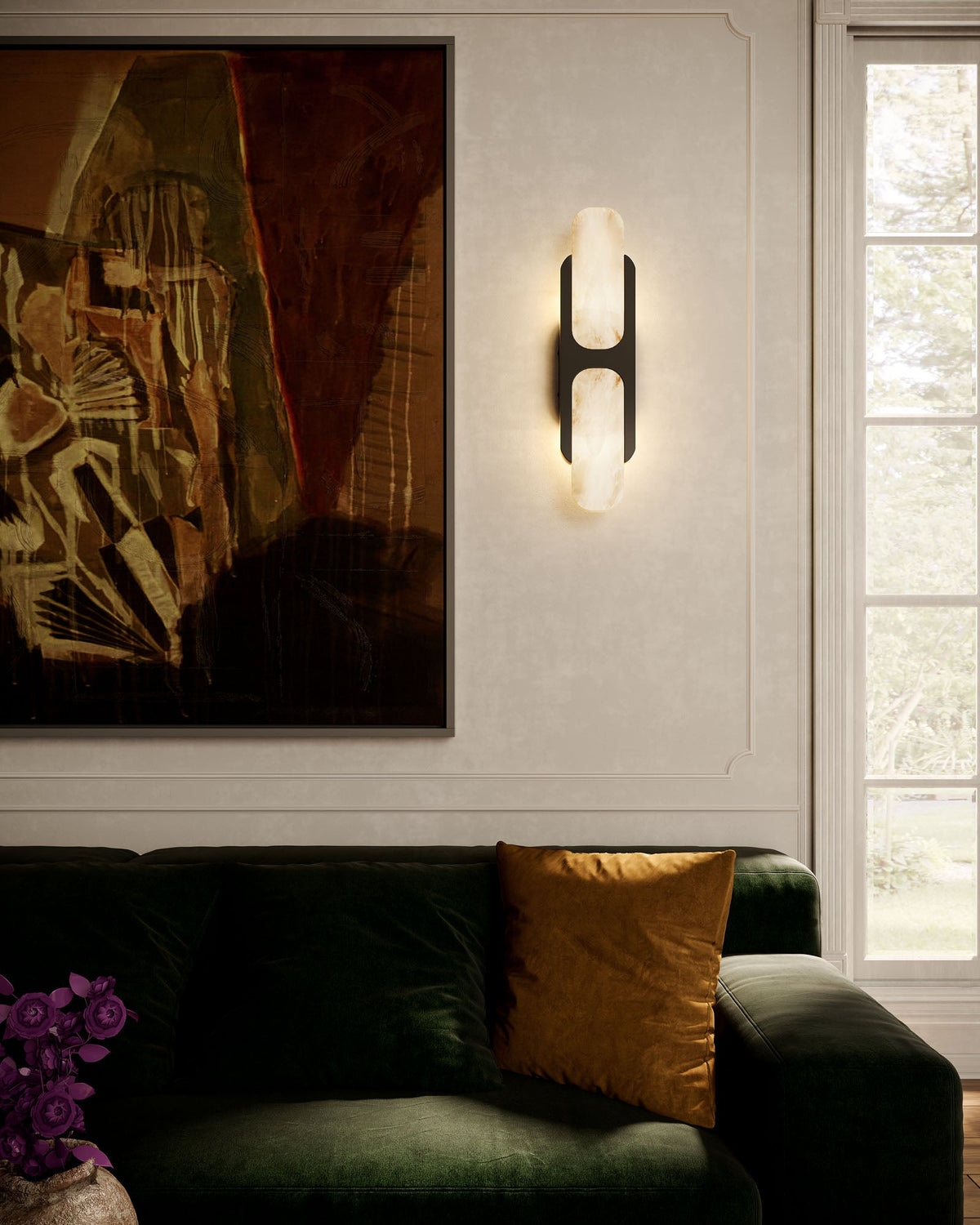 Odin Alabaster Wall Lamp - Spanish Alabaster Pill Sconce & Brass