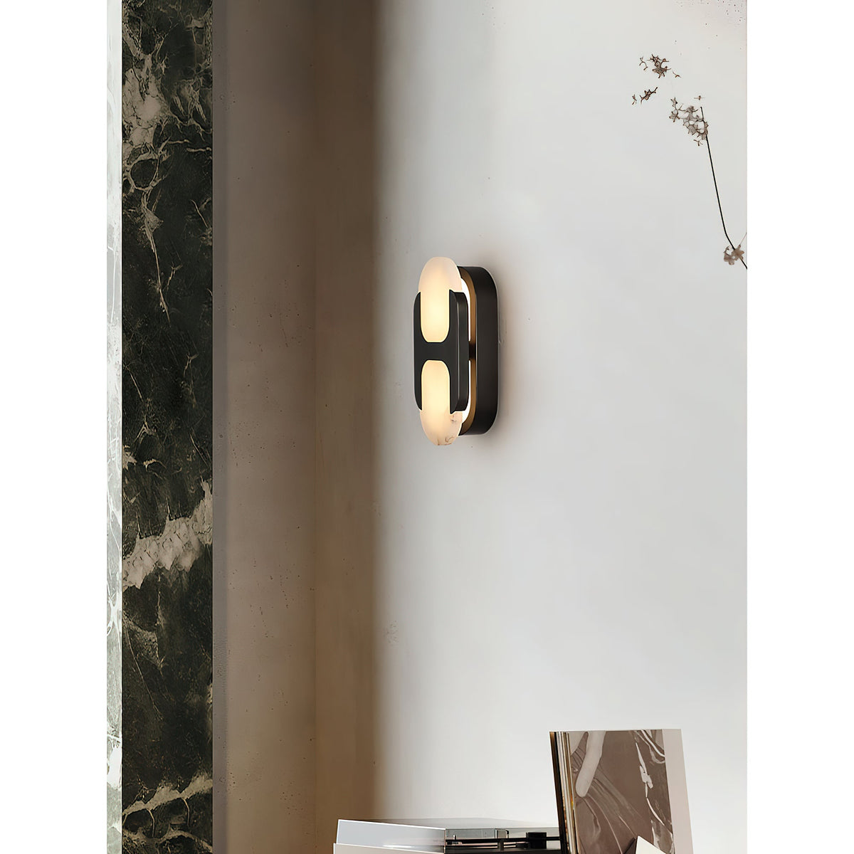 Odin Alabaster Wall Lamp - Spanish Alabaster Pill Sconce & Brass