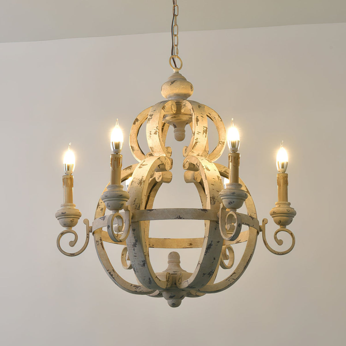 Odum Traditional Chandelier - Distressed Solid Wood & Rust Iron Farmhouse Light